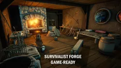 Medieval survivalist forge Low-poly  3D model
