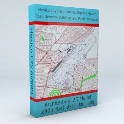 Mexico City Benito Juarez MEX Airport Roads Buildings Pub Trans 3D model