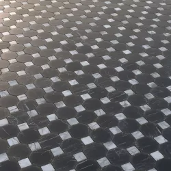 Mixed shape black and white marble tiles Texture