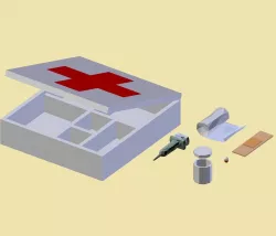  PACK 010 Medikit Medicament box Stupe Bandage Syringe Low-poly  3D model