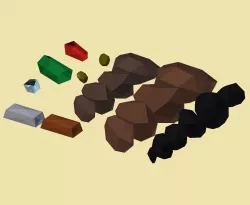 PACK 013 Minerals Coal Copper Iron Gold Ruby Emerald Diamond Low-poly  3D model