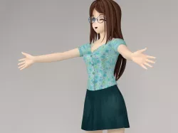 Rena anime girl pose 3 3D model