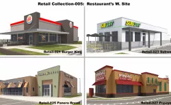 Retail Collection-005 Restaurants With Site 3D model