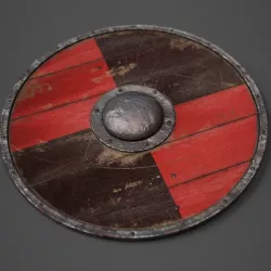 Round Wooden Shield Low-poly  3D model
