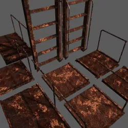 Rust Ladder Bridge Platform Set Low-poly  3D model