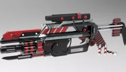 sci fi gun cum launcher with knife 3D model