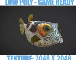 sharpnose puffer Low-poly  3D model