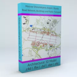 Sheremetyevo SVO Moscow Airport Roads Buildings and Public Trans 3D model
