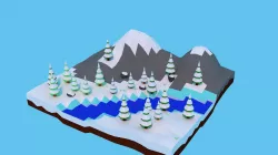 Simple and beautiful low poly winter landscape Low-poly  3D model