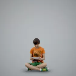 Sitting Boy Playing on Tablet CBoy0004-HD2-O01P01-S 3D model