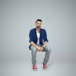 Sitting Man with Blue Shirt and Grey Pants CMan0302-HD2-O01P02-S 3D model