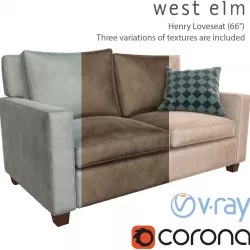 sofa Henry Loveseat West Elm 3D model