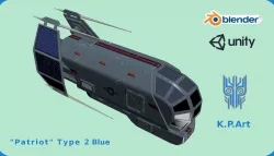 Spaceship Patriot Type 2 Blue Low-poly  3D model