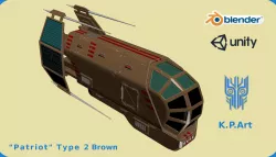 Spaceship Patriot Type 2 Brown Low-poly  3D model