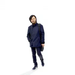 Walking Man with Blue Coat and Laptop Bag CMan0319-HD2-O01P01-S 3D model