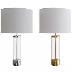 West Elm Acrylic Column nickel and brass finish Table lamp  3D model