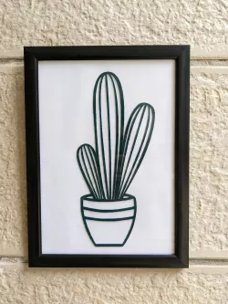 2D Cactus in a pot wall decoration