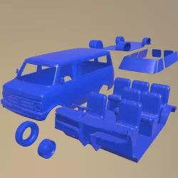 Bedford CF Mk1 Minibus 1972 Printable In Separate Parts