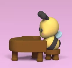 Bee on piano