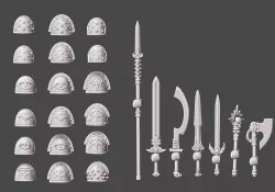 Custom shoulder pads & weapons