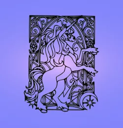 Decorative mural, wall decoration, panno, unicorn