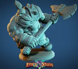 Dwarven Barbarian Miniature - Pre-Supported