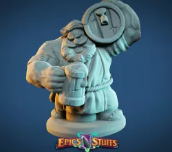 Dwarven Barkeep Miniature - Pre-Supported