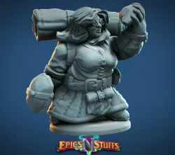Dwarven Female Artificer Miniature - pre-supported