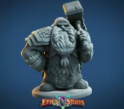 Dwarven Guardian Miniature - pre-supported