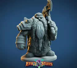 Dwarven Guardian Variant Miniature - pre-supported