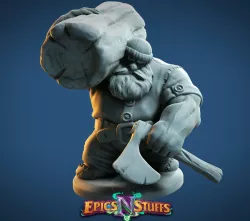 Dwarven Logger Miniature- Pre-Supported