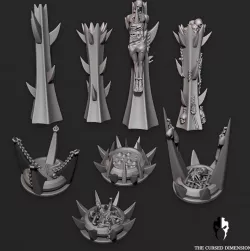 Gruesome Pits and Pillars - 25mm objective markers / Tokens - Cursed Elves