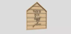 House Shaped Wall Sculpture with This is our Happy Place Cutout Words decoration