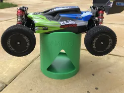 SMART RC CAR STAND WITH INTEGRATED PARTS DISH | Fits ANY RC Car | Prints without supports