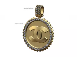 Spikes Chanel logo pendant with bail 3D print model