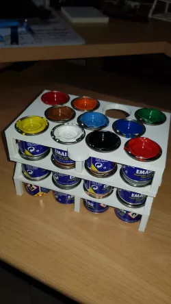 Storage shelves for Revell paint cans