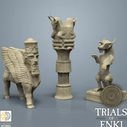Sumerian and Assyrian Pillars and Statues
