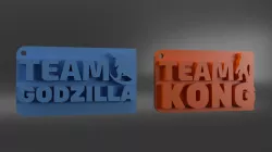 Team Godzilla and Team Kong Keychain