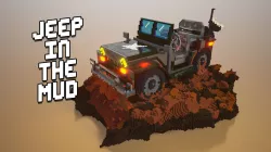 3D military Jeep in mud voxel art