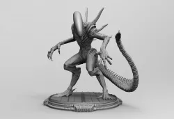 Alien Xenomorph 3D Print On Toxic Chamber Diorama 3D print model