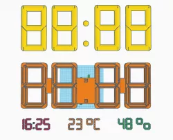 Big digital clock, time from web, temperature and humidity