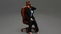 Business Woman Sitting Office Chair Relaxing 3D Print Model