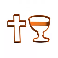 chalice and communion cross cookie cutter cutting - cortante de galleta de cruz y caliz
