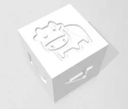 D6 Cute Cartoon Cow Symbol Logo