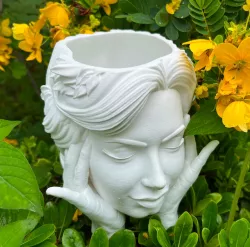 Face Flower Pot Head Planter Indoor Outdoor Cute Flower Pots Resin