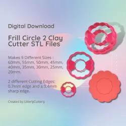 Frill Circle 2 Clay Cutter - Wreath STL Digital File Download- 9 sizes and 2 Cutter Versions