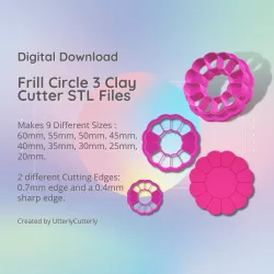 Frill Circle 3 Clay Cutter - Wreath STL Digital File Download- 9 sizes and 2 Cutter Versions