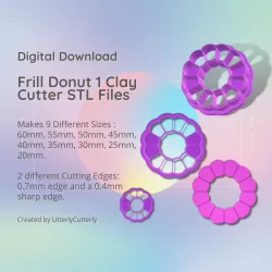 Frill Donut 1 Clay Cutter - Wreath STL Digital File Download- 9 sizes and 2 Cutter Versions