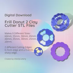 Frill Donut 2 Clay Cutter - Wreath STL Digital File Download- 9 sizes and 2 Cutter Versions