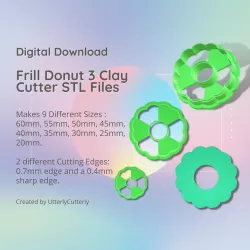 Frill Donut 3 Clay Cutter - Wreath STL Digital File Download- 9 sizes and 2 Cutter Versions